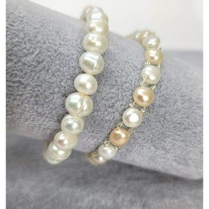 Freshwater Pearl Beaded Stretch Bracelet Lot - White and Cream Styles LI328